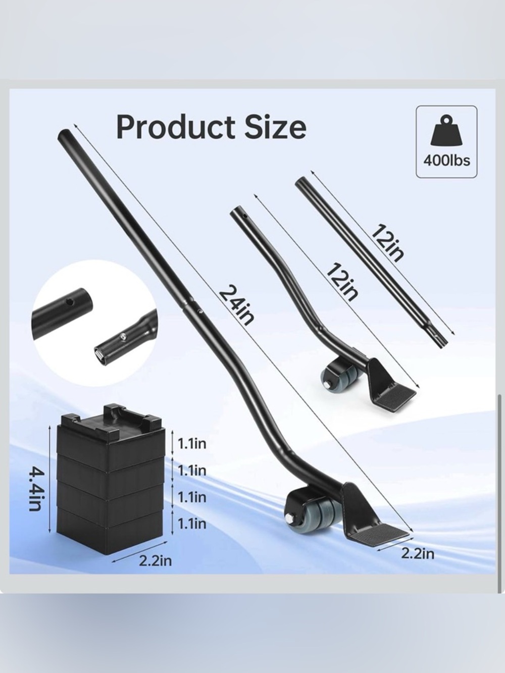 Black Heavy-Duty Appliance Moving Lever Set